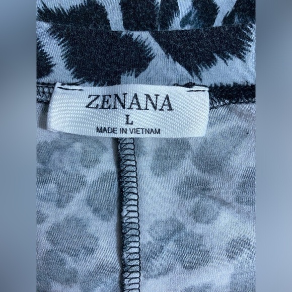 Zenana Tunic Womens Size Large Gray Black Leopard Print Long Sleeves V-Neck - Picture 4 of 9